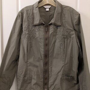 Women's green Christopher & Banks light weight jacket, size petite/XXL